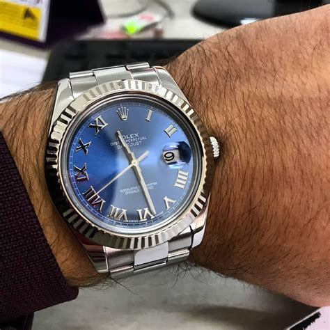 rolex datejust blue dial roman numerals|rolex datejust 41 ref 126300.